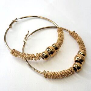 Half Mesh Half Hoop Earrings Bold Statement Earrings